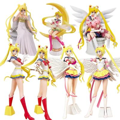 16cm Anime Sailor Moon avec des Figurines Sailor Chibi Moon Collection Modèle Jouets Mignonnes Et Charmantes Dessin Animé Figurine Cosplay Date de Naissance des Enfants