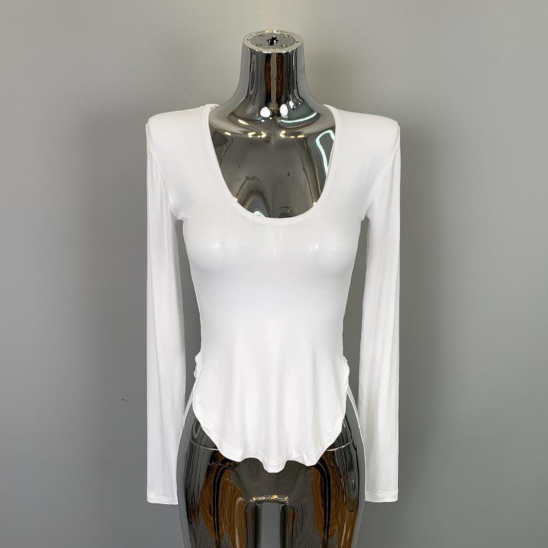 Korean Dongdaemun Sexy Low-Cut Bust-Enhancing Long-Sleeve Top