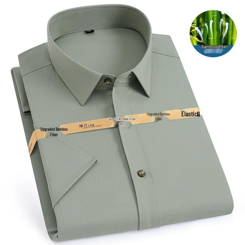 Men's New Arrival Iron-Free White Bamboo Shirt - Short Sleeve, Business Casual