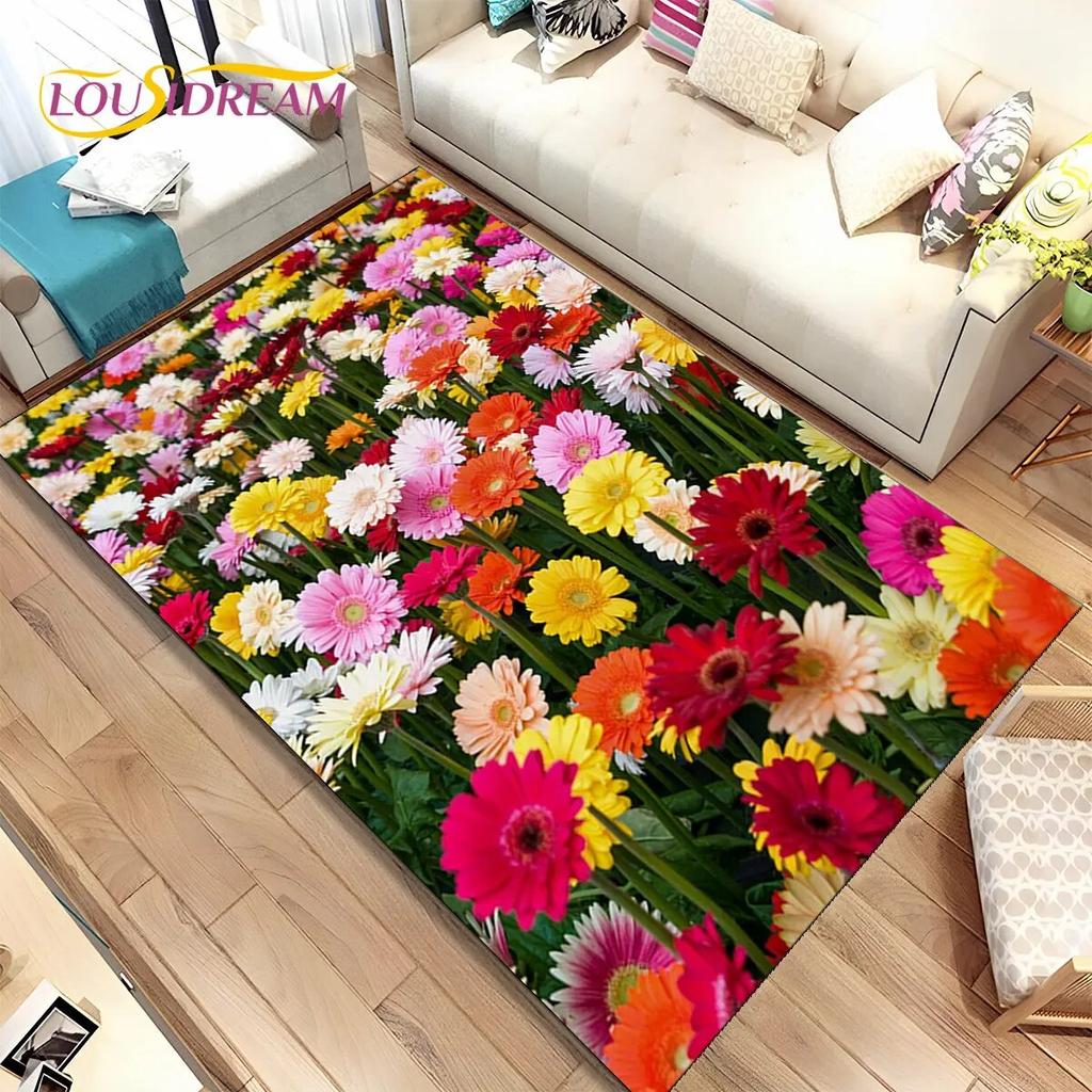 Nordic 3D Daisy Flower Area Rug,Carpet Rug for Home Living Room Children Bedroom Sofa Doormat Decor,kids Play Non-slip Floor Mat
