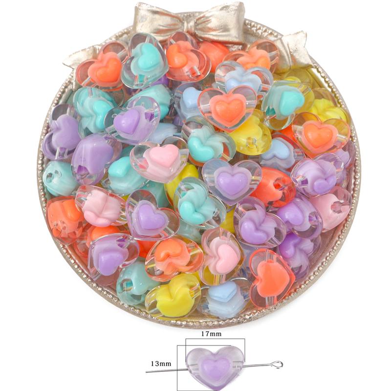 

500 г акриловые бусины красочные подвески в виде сердечек и цветов для изготовления ювелирных изделий своими руками ожерелья серьги аксессуары для рукоделия 17x13mm 500g