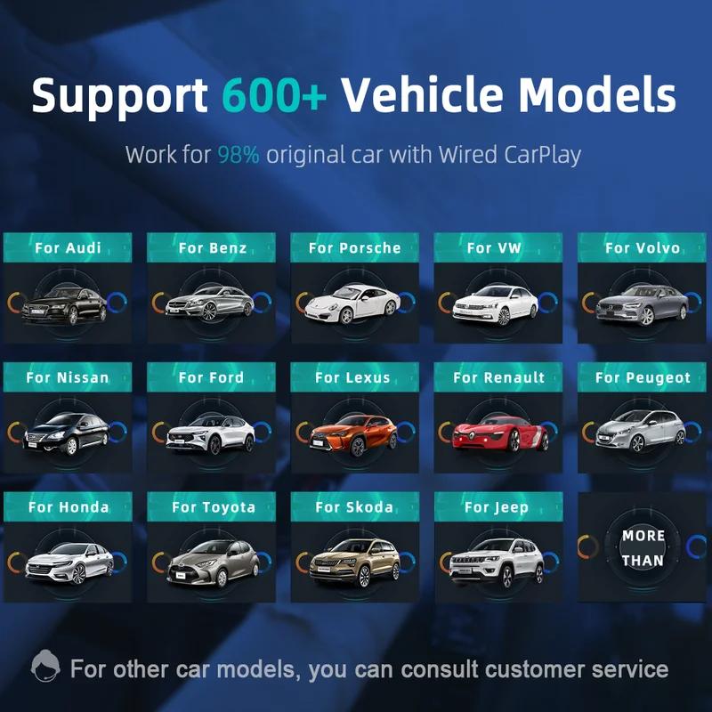 2024 Carplay AI BOX Wireless Android Auto Carplay TV Box Car Intelligent System 10 2GB+32GB For Mazda Volvo Benz Toyota Kia Ford