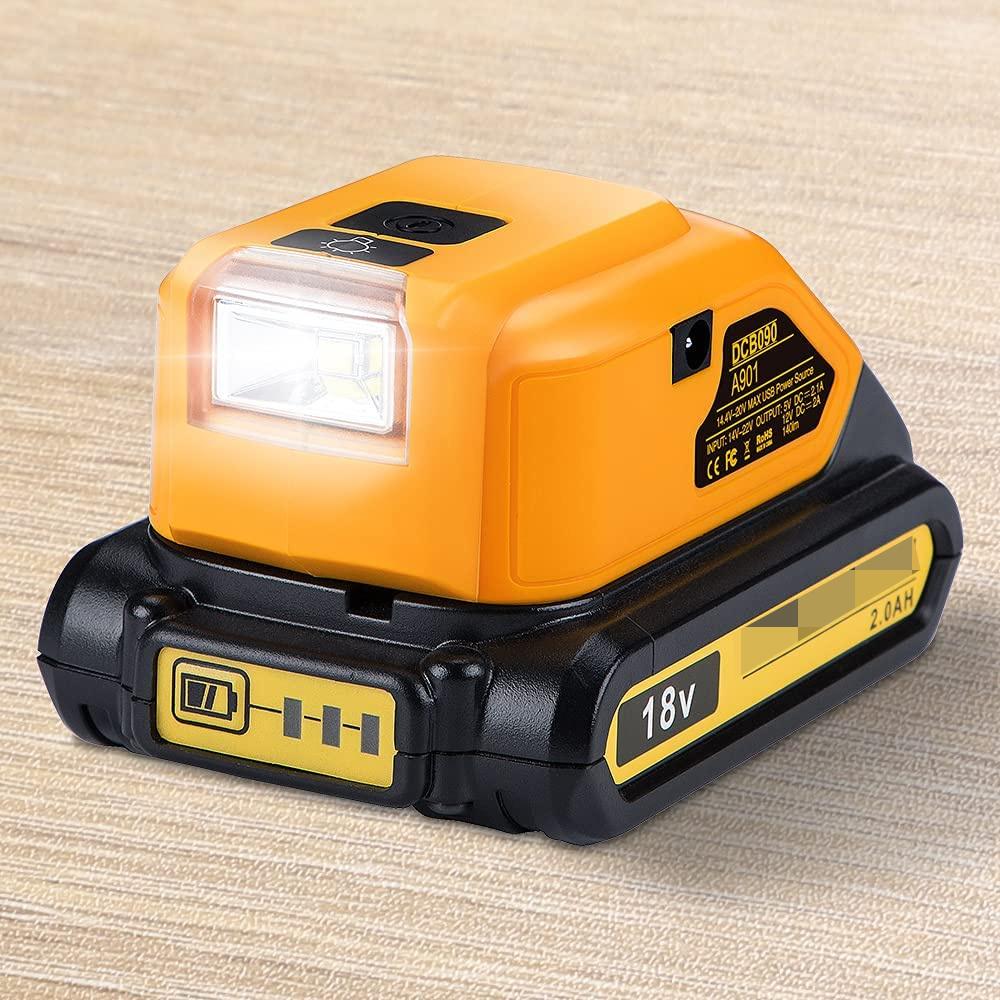 LED Dual USB Power Source Li-ion Battery Charger Adapter DCB090 for Dewalt