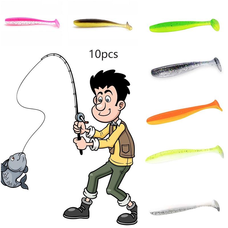 Fishing 10pcs Ttail Soft Lure Grouper Snapper Snakehead Perch Bait Longcasting