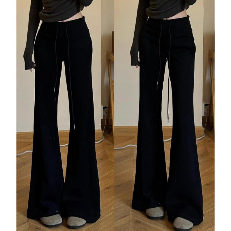 2025 Spring Women’s Micro-Flare Sweatpants: Loose Fit, Drawstring, Casual Sports, Straight Wide-Leg Design.