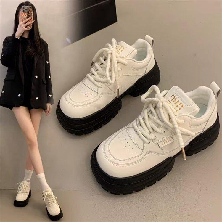 

Sneakers New in spring and summer, not tired feet, light casual shoes, heightened platform dad shoes 35 белый