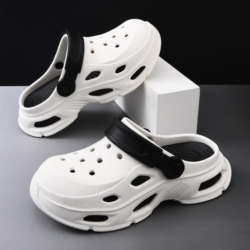 Thick-soled heightening eva soft-soled hole shoes for women to wear outside on the beach in summer, two indoor bag head sandals for couples