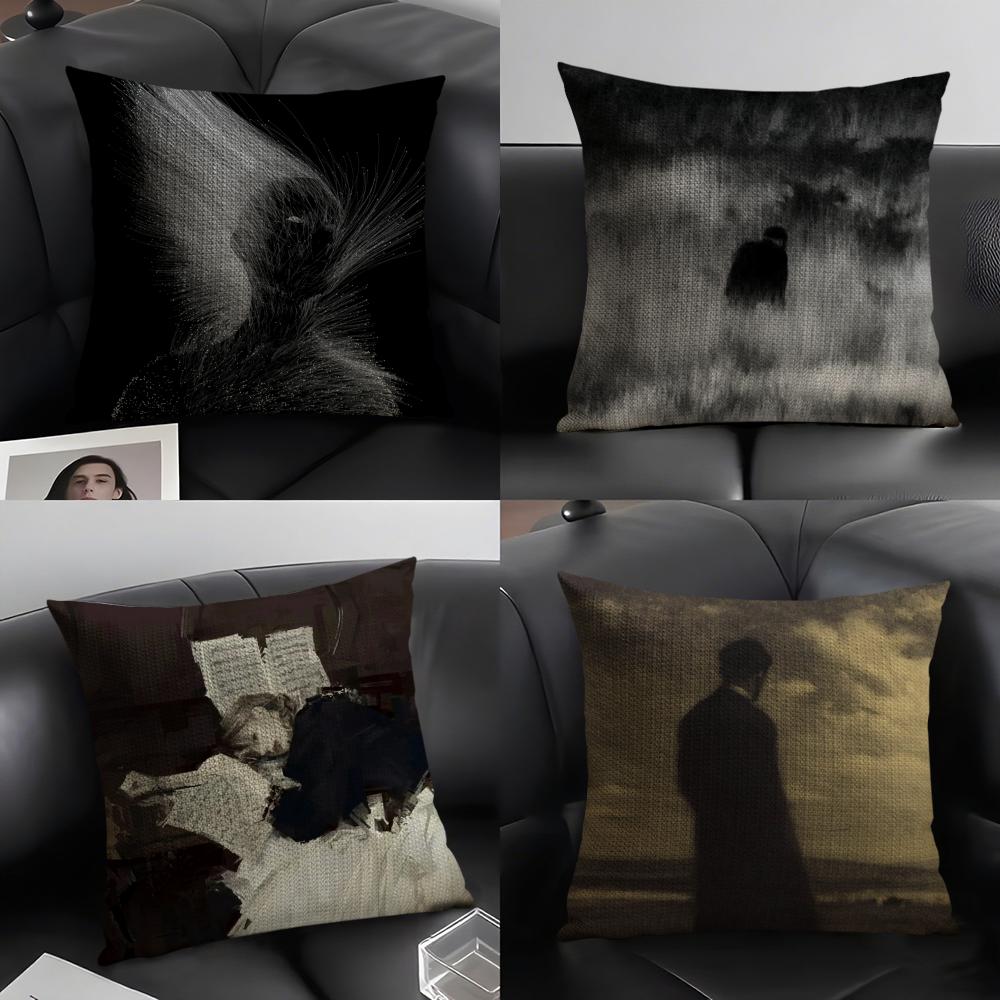 1PC Black White Art Design Cushion Cover Natural Linen Organic Fabric DoubleSided Printing Sofa Home Decor Gift Pillow Case