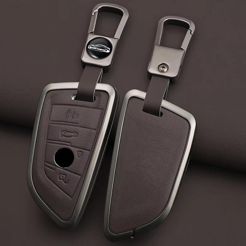 Car Zinc Alloy Leather Key Case Cover For BMW X1 X3 X5 X6 X7 F20 F15 F16 F48 G20 G30 G01 G02 G05 G11 G32 1 3 7 Series Accessorie
