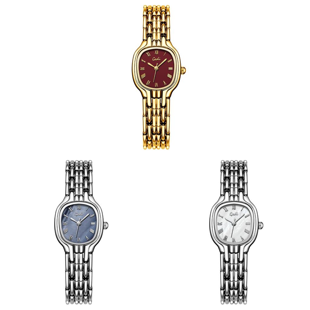 Vintage Red Oval Womens Watch With Quartz Movement For Daily Wear