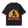 476. Washed Tee Anime Jojo's Bizarre Adventure Joseph Joestar Kira Killer T-shirt Men Manga Vintage Tshirts Harajuku Washed Cotton T Shirt oversize