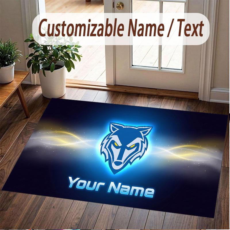 Custom Rug Warrington Wolves FC Pattern Print Name Text Soft Non‑Slip Floor Carpet for Home Indoor Decoration