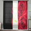 Red Rose Flower Black Tulle Curtains For Living Room Print Sheer Voile Curtain Bedroom Window Screening Drapes Blinds Home Decor