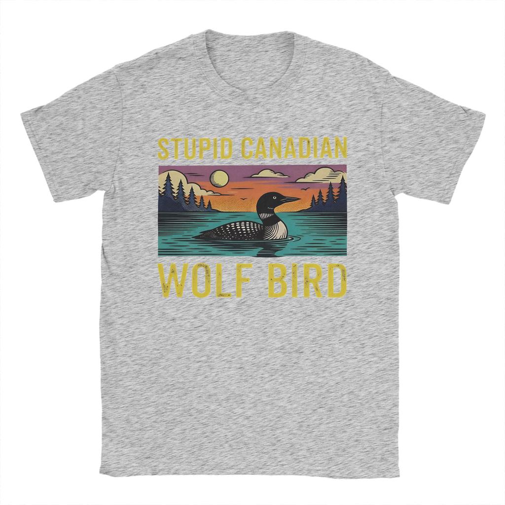 Stupid Canadian Wolf Bird Loon Lover Heated Rivalry T Shirt Summer Trending TShirts Unisex Cotton Oversized ShortSleeve Tops