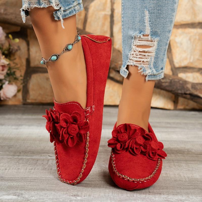 Fashion 2024 New Fashionable Versatile Women's Flat Shoes Comfortable Shallow Slip-ons Flower Decoration Spring and Autumn Zapatos