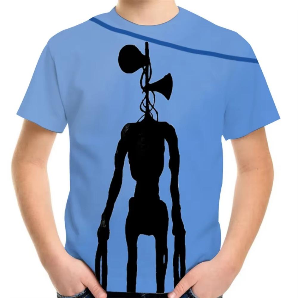 Detské hororové tričko s 3D potlačou Siren Head, batoľacie kreslené tričko, chlapčenské dievčenské tínedžerské anime tričko, letné topy 4-20Y, detské oblečenie