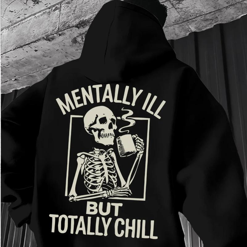 Men's and women's American street retro skull elements fun letter fashion hoodies, essential, with soft and warm lining