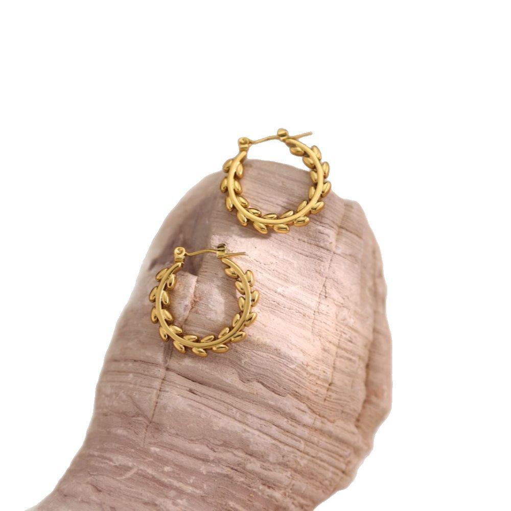Geometric Irregular Hammered Stainless Steel Oil Press Stud Earrings, Cold Style Jewelry Ornaments
