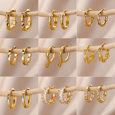 Elegant Hoops Earrings For Women Gold Color Snake Zircon Hoop Jewelry Piercing Ear Stainless Steel Cute Anniversary Gift Aretes