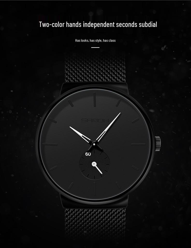 Sanda 1059 Wasserdichte Mesh-Armbanduhr Quarz für Herren und Damen