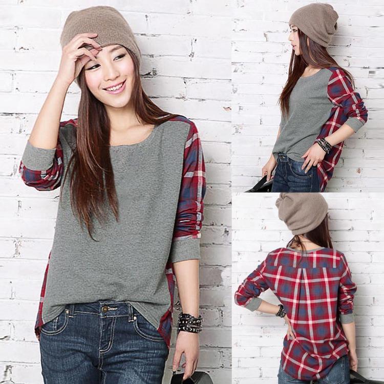 

Ramidos Women Casual Lattice Splicing Long Sleeve O Neck Sweatshirt Top XXL серый