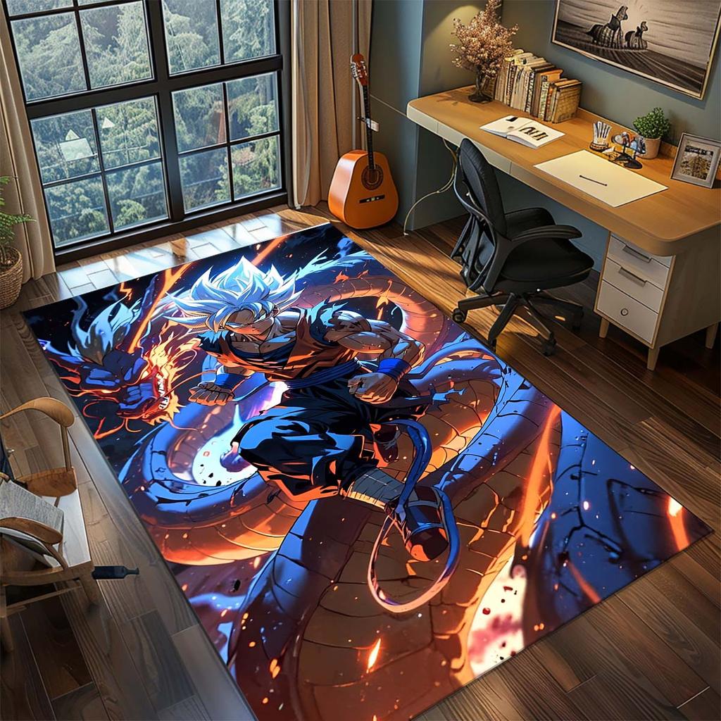 Tappeto Anime Dragon Ball Goku Tappeto Tappeto Grande Area Tappetino Pavimento Antiscivolo Lavabile Stanza Gamer Camera da Letto Decorazioni per la Casa -QJY