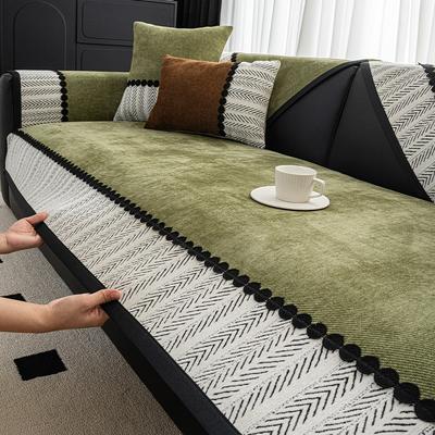 Vintage Green Chenille Sofa Cushion Universal In All Seasons With Skirt Sofa Cover Non-Slip Sofa Cover Cloth Towel Seat Cushion