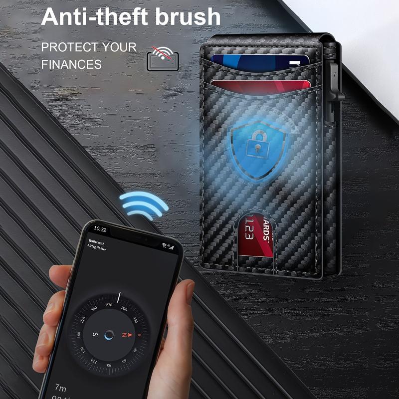 1Pcs Anti Theft Slim Thin Wallet Men'S Carbon Fiber Rfid Wallet Holder Luxury Cardholder Minimalist Wallet Purse Bag