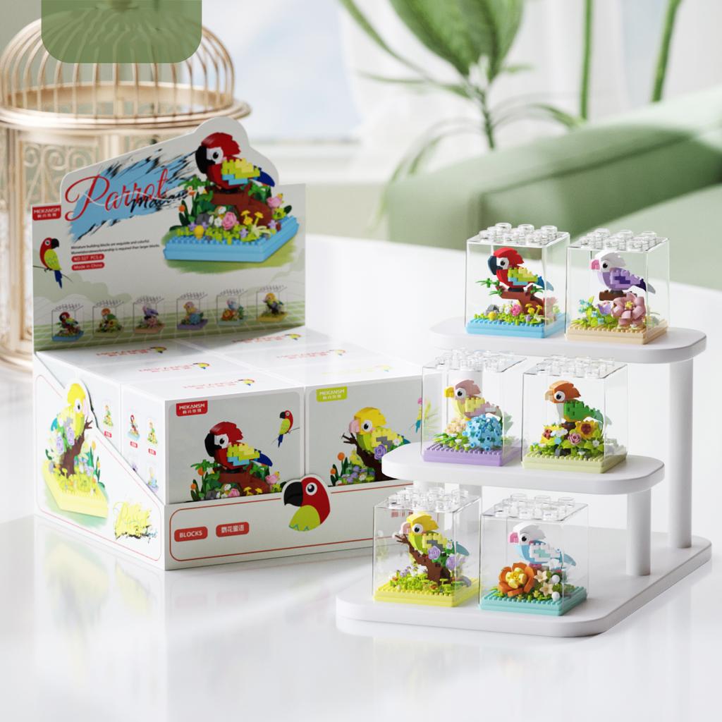 Kids Toys Mini Parrot Building Blocks Models Flowers Birds Animals Micro Blocks Stacking Toys Gifts Creative Ornament