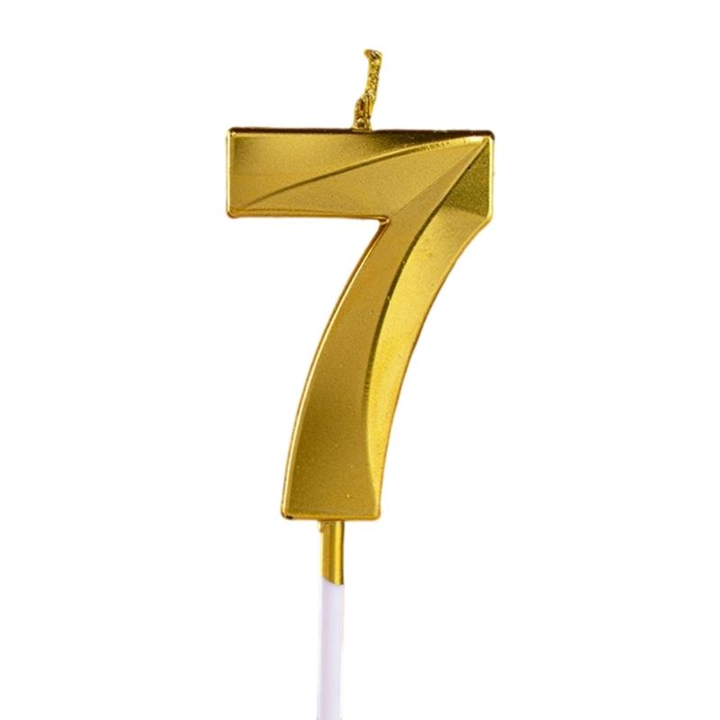 Gold Color Birthday Cake Candle Smokeless Not Toxic Wax Decorative Number Digits 0 to 9 For Celebration