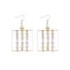 Square Hollowed-Out Color Block Beaded Earrings for Women