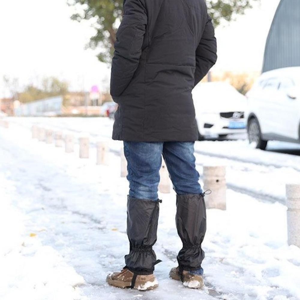 Long Tube Winter Outdoor Leg Gaiters Waterproof Keep Warm Pants Shoes Cover with Zipper Elastic Strap Legs Protection Guards