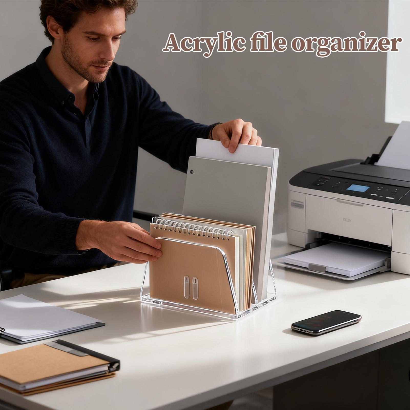 File Organizer Multitier Acrylic Literature Holder office Clear File Display Stand multiuse Desktop Brochure home Storage Rack China Mainland