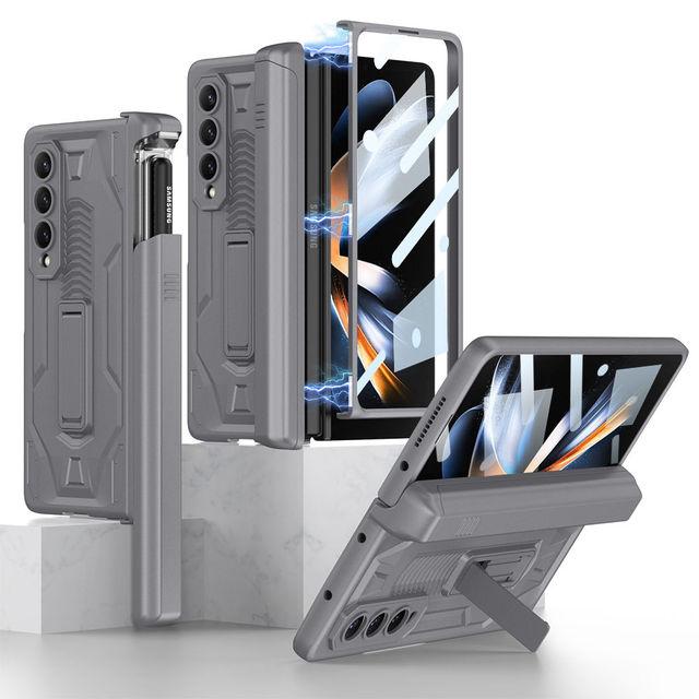 

Магнитный складной чехол-слайдер для ручки Armor для Samsung Galaxy Z Fold 4 5g с подставкой, противоударный, с полной защитой от падений For Galaxy Z Fold 4 серый
