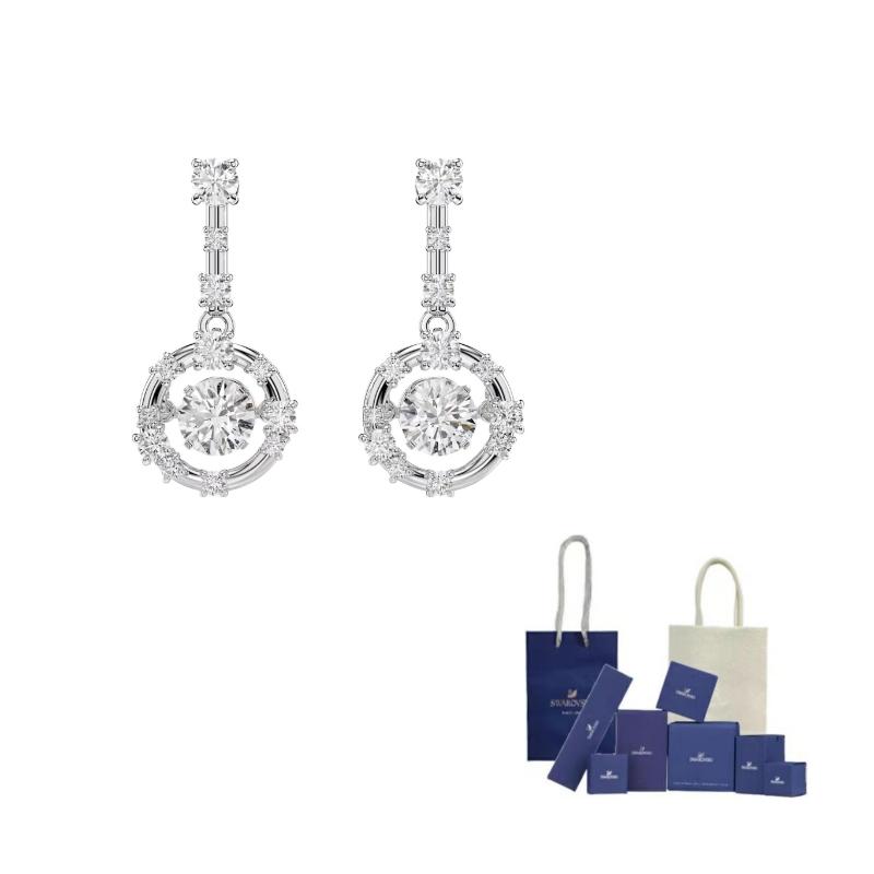Swarovski Constella Rhodium plated Earrings Womens White Original Brand Box And Bag белый