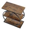 End Table, 3-Tier Narrow Side Table with Open Storage Shelves, Modern Nightstand Bedside Desk with Round Metal Frame, Wood Sofa Coffee Desk for Living