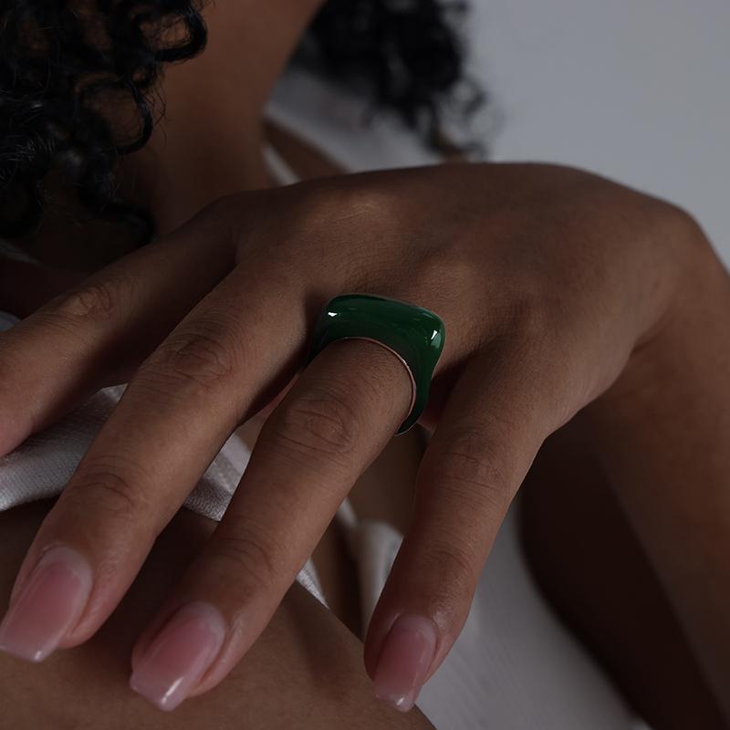 High Quality Stainless Steel Women'S Ring Exquisite Zircon Green White Brown Fashion Girl Gift  Non Fading Wholesale