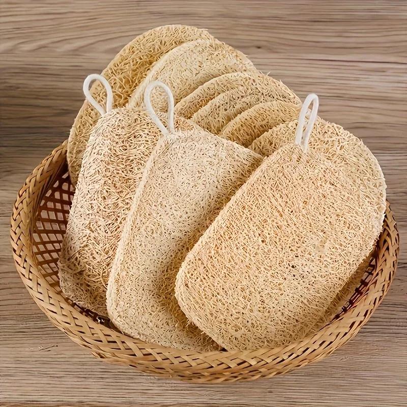 6pz Spugne Esfolianti di Luffa Naturale - Spugna Delicata per il Corpo per Doccia e Bagno, Cuscinetti Detergenti in Fibra di Bambù
