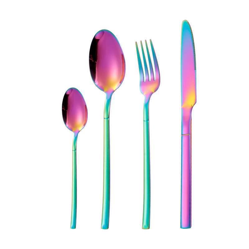 Four-Piece Stainless Steel Restaurant Knife, Fork, Spoon Set - Elegant Hotel Steak Tableware