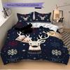3pcs Set Christmas Deer 1 Quilt Cover + 2 Pillowcases, All Seasons Bedroom Setting, Perfect for Home and Dorm Decor A153