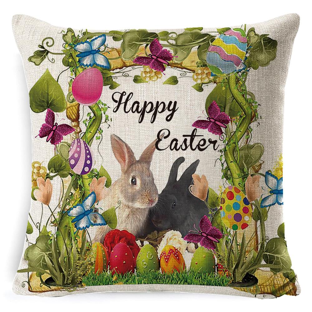 New Digital Printing Easter Theme Pillow Cover Cushion Cover Cute Bunny Truck Animal Pillow Cover