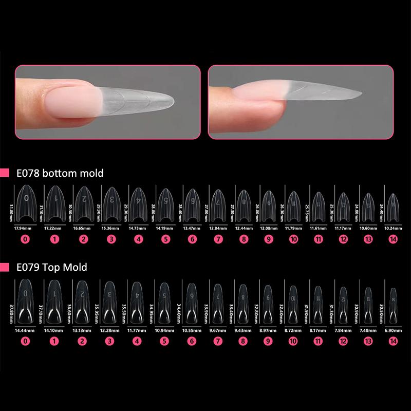 Sandwich Dual Nail Forms 240Pcs 14Size Quick Extensions-Dual Forms T-Shaped Ellipse Manicure Forms Top Mold Bottom Mold 3D