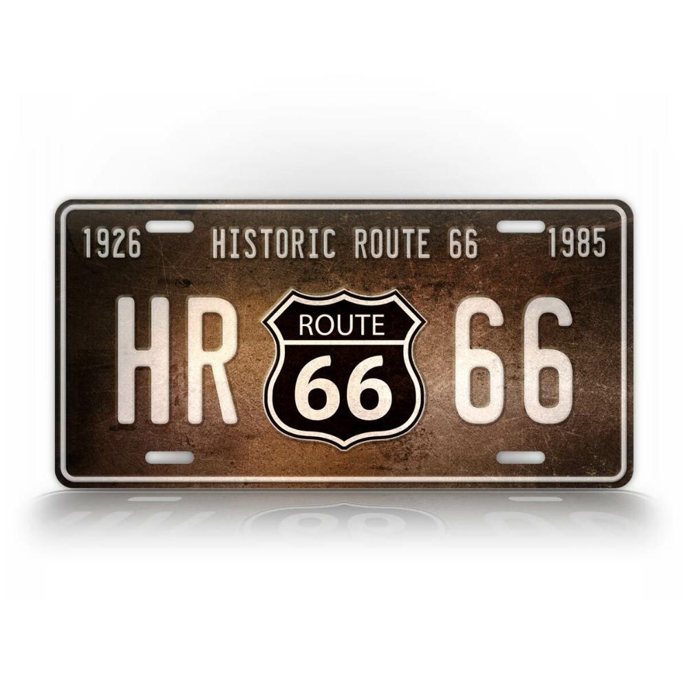 1pc Customizable Route 66 License Plate Rustic Auto Tag Vintage Car Wall Decor белый