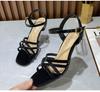 Heel Femmes Sexy Talons Clairs Sandales Pantoufles Dames Croix Sangle Boucle Chaussures