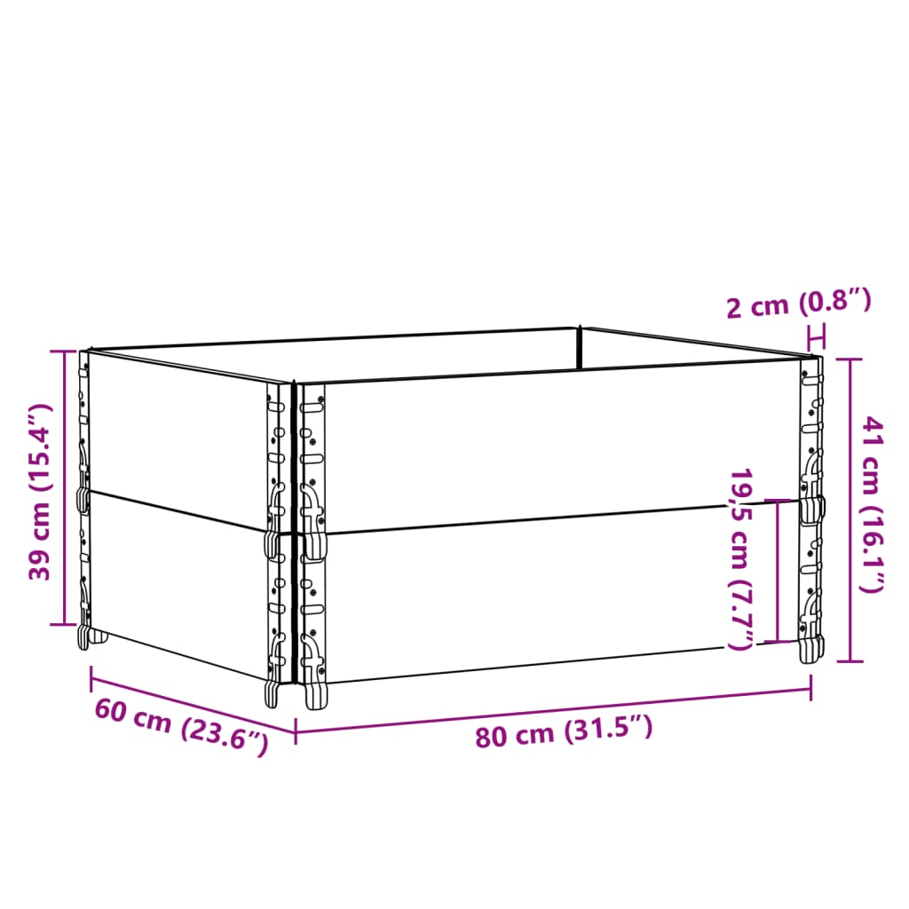 Pallet Top Frame Set 2 Pcs Brown 80 X 60 Cm Solid Pine Wood