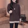 Plus Size Velvet High Neck Layered Top - Women's Autumn/Winter Slimming Cover-Up