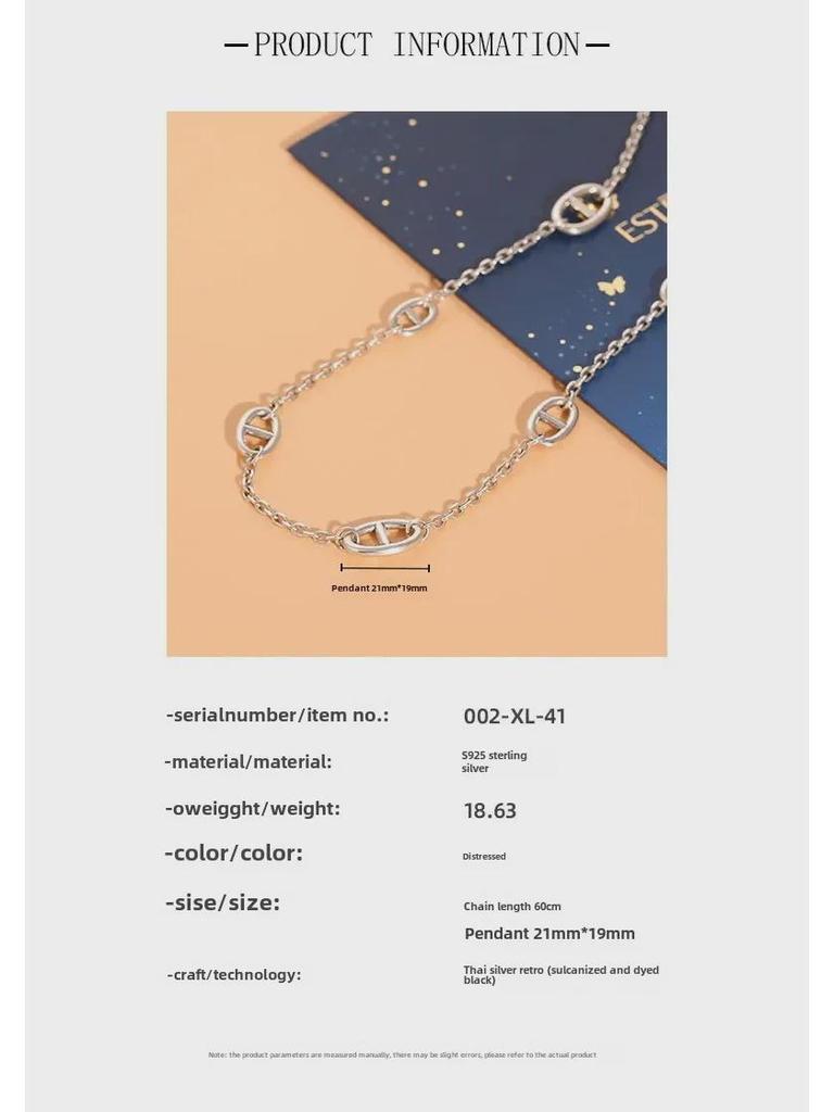 Sterling Silver Pig Nose Retro Necklace - Elegant, Versatile Korean Style Trend