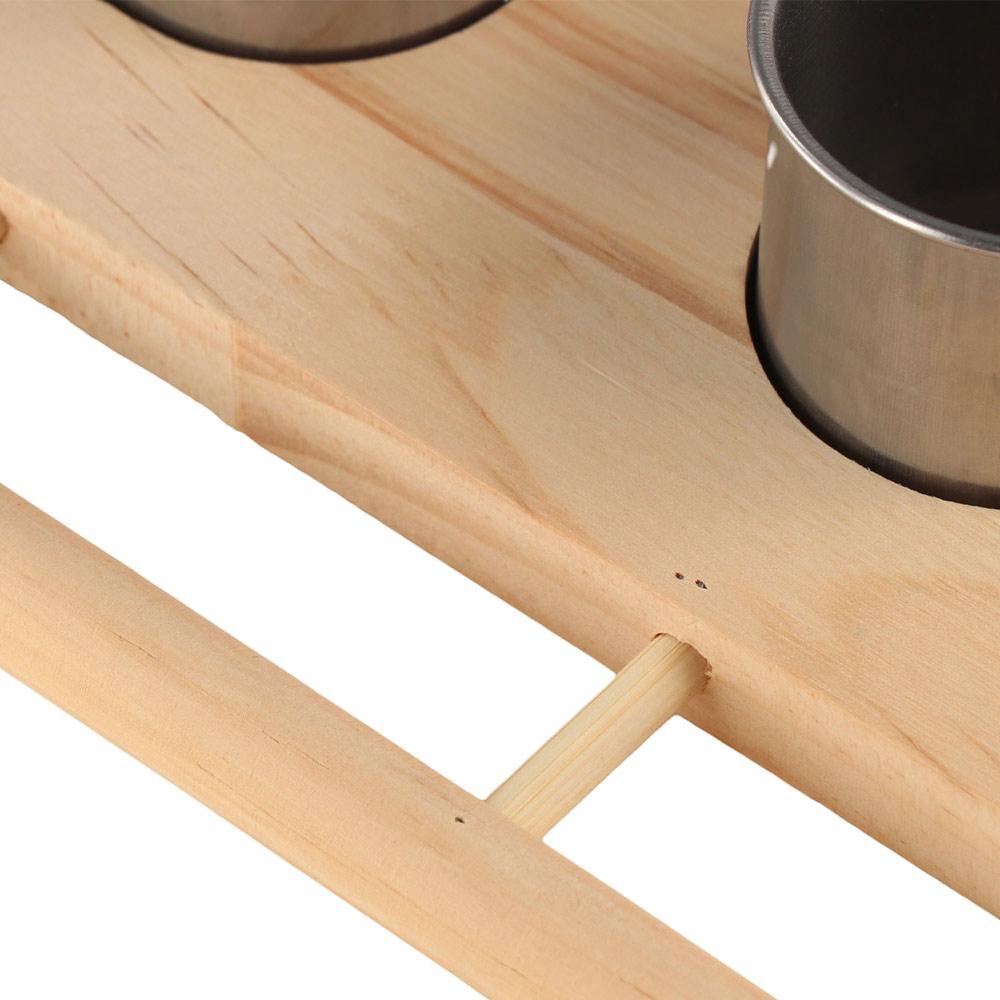 Wooden Perch Stand Hanging Feeder Bowls Multifunctional Bird Food Cups  Budgie