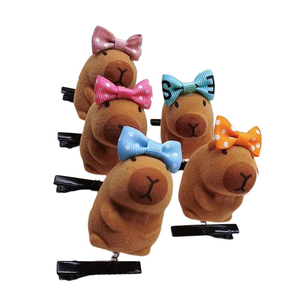 5er-Pack Cartoon 3D Capybara Plüsch-Haarnadeln Modische Tier-Haarspange Haar-Accessoires Geschenk für Mädchen und Frauen