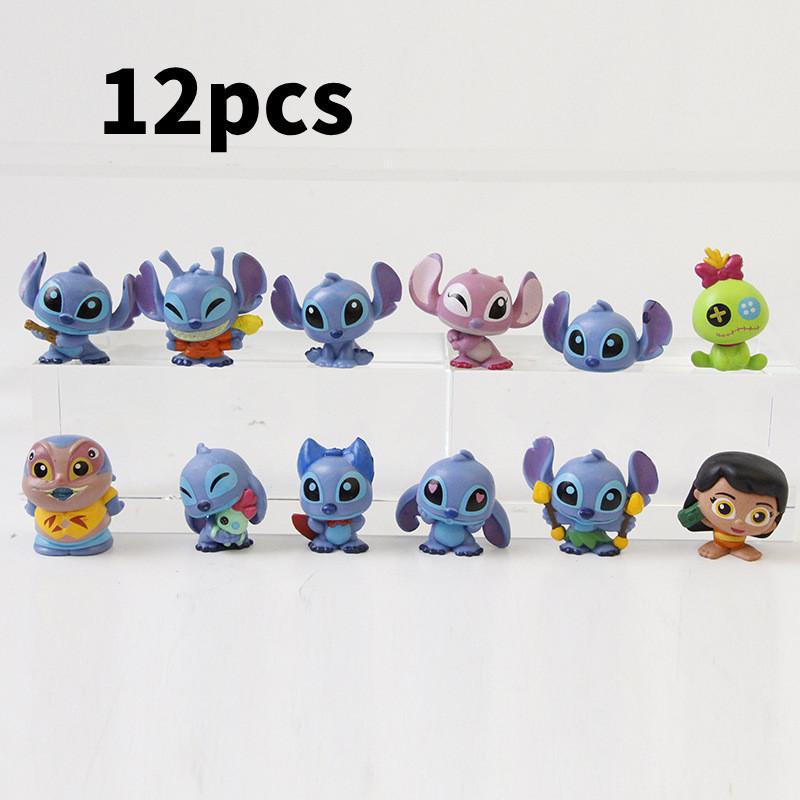 Pvc 12pcs Stitch Action Figures Model Toy Decoration Gifts Ornament Cartoon